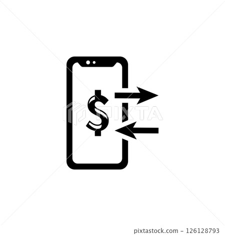 Mobile Payments, Money Transfer via Smartphone Solid Flat Vector Icon Isolated on White Background 126128793