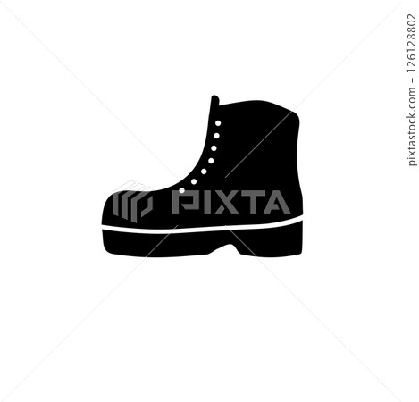 Military or Lumberjack Shoes, Hiking Boot Solid Flat Vector Icon Isolated on White Background 126128802