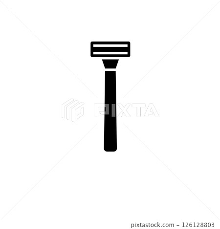 Shaving Safety Razor, Hair Remover Blade Solid Flat Vector Icon Isolated on White Background 126128803