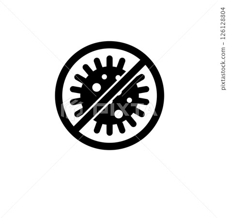 Antibacterial, No Virus, Stop Bacteria Solid Flat Vector Icon Isolated on White Background 126128804