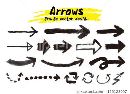 Set of hand drawn arrows. Doodle brush strokes vector illustration. Set of hand drawn arrows. Doodle brush strokes vector illustration. 126128907