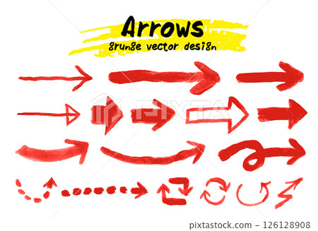 Set of hand drawn arrows. Doodle brush strokes vector illustration. Set of hand drawn arrows. Doodle brush strokes vector illustration. 126128908
