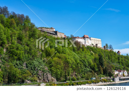 Veste Oberhaus in Passau, Germany, a fortress founded in 1219 and the stronghold of the Bishop of Passau 126129116