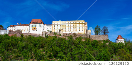 Veste Oberhaus in Passau, Germany, a fortress founded in 1219 and the stronghold of the Bishop of Passau 126129120