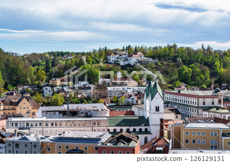 Mariahilf pilgrimage church in Passau, Lower Bavaria, Bavaria, Germany. Pauline monastery, city of three rivers 126129131