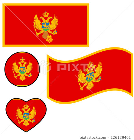 Waving flag of Montenegro. Montenegro flag on white background. Montenegro Flag. flat style. 126129401