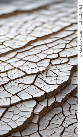 Cracked dry earth texture with deep fissures. Abstract natural background of drought and climate change effects on soil surface 126129461
