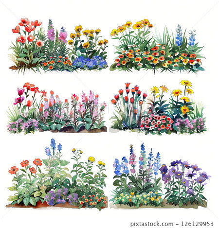 Generative AI for watercolor illustrations of flowers, leaves and plants Generative AI for watercolor illustrations of flowers, leaves and plants 126129953
