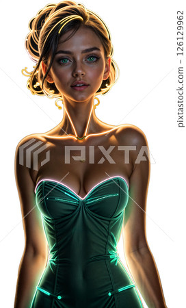 Portrait of a girl with neon lighting 126129962