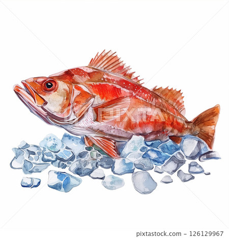 魚的水彩插圖，黑喉鱸魚生成式人工智慧 126129967