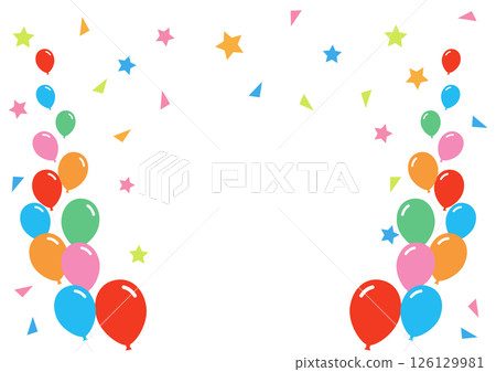 五顏六色的氣球和五彩紙屑 126129981