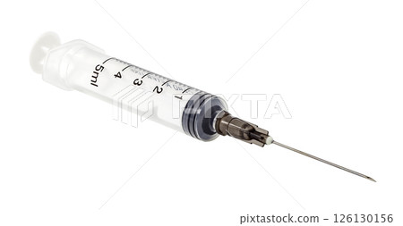 medical new syringe with needle isolated on white background with clipping path 126130156