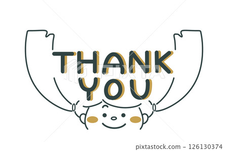 謝謝 插圖：一個綁著辮子的女孩和「謝謝」這個詞 126130374