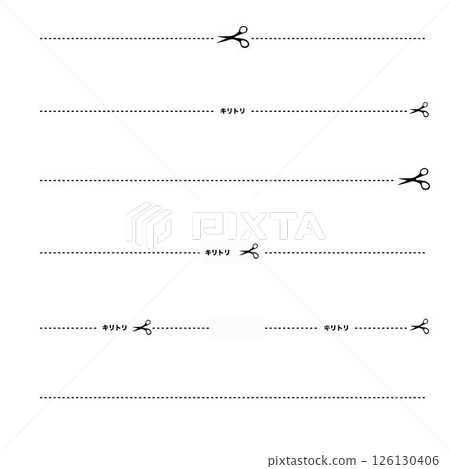Cutout line material with scissors mark Cutout line material with scissors mark 126130406