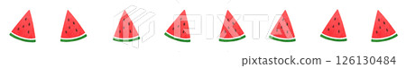 A line of watermelon cut into triangles A line of watermelon cut into triangles 126130484