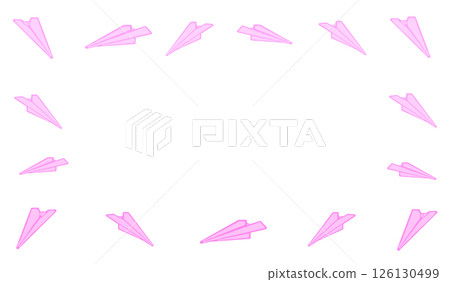 Watercolor paper airplane frame (pink) 126130499