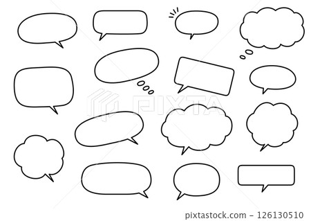 Set of cute hand-drawn illustrations of speech bubbles 126130510