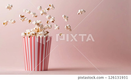 Flying Popcorn Frame With Copy Space On White Background Flying Popcorn Frame With Copy Space On White Background 126131931
