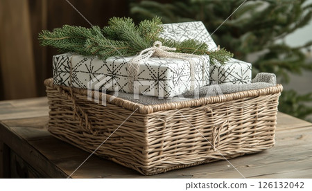 Stylishly Wrapped Christmas Gifts 126132042