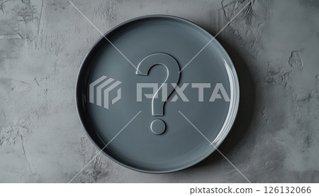 Gray Ceramic Plate With Question Mark Gray Ceramic Plate With Question Mark 126132066