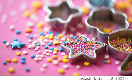 Decorative Cookie Cutters Adorned With Multicolored Candy Sprinkles For Baking And Decorating Decorative Cookie Cutters Adorned With Multicolored Candy Sprinkles For Baking And Decorating 126132134