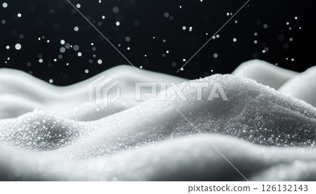 Shimmering Fluffy White Snow Hills Against A Dark Background 126132143