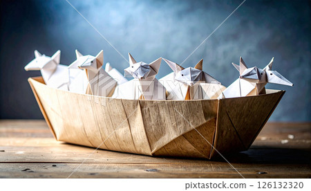 origami paper package on white background 126132320