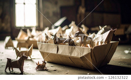 origami paper package on white background 126132322