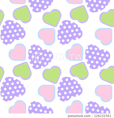 Seamless Pattern with Polka Dot and Lacy Hearts 126132561