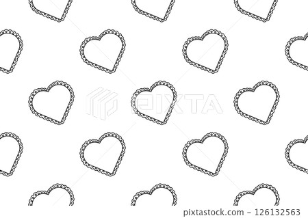 Seamless Lace Heart Pattern For Kids Coloring Book 126132563