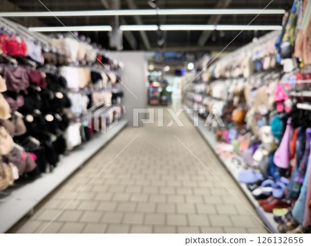 Abstract blurred background of a supermarket counter. blurred supermarket background 126132656