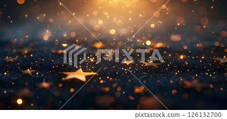 Glowing Gold Stars Background, Abstract Gold Starry Glow - Ai Generated Glowing Gold Stars Background, Abstract Gold Starry Glow - Ai Generated 126132700