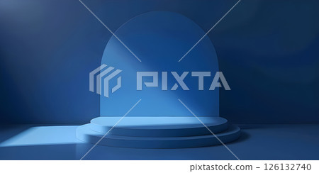 Abstract blue background for product presentation with shadow background - Ai Generated 126132740