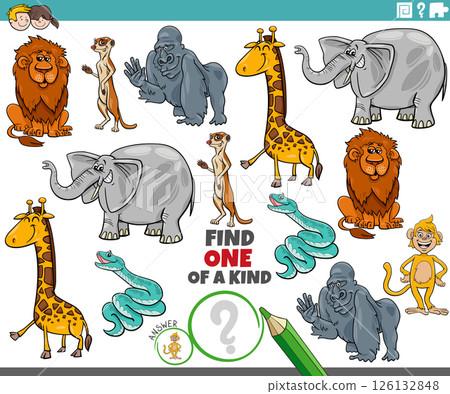 one of a kind puzzle with funny cartoon wild animals 126132848