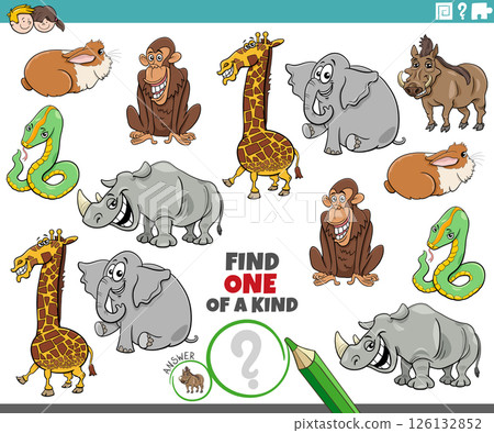 one of a kind puzzle activity with funny cartoon animals one of a kind puzzle activity with funny cartoon animals 126132852