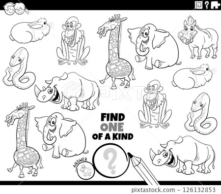 one of a kind puzzle activity with cartoon animals coloring page 126132853