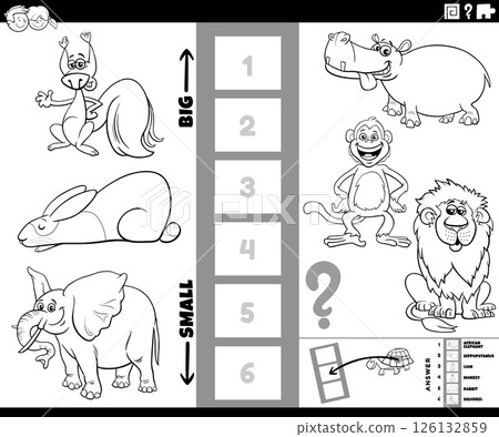 biggest and smallest cartoon animal puzzle coloring page biggest and smallest cartoon animal puzzle coloring page 126132859
