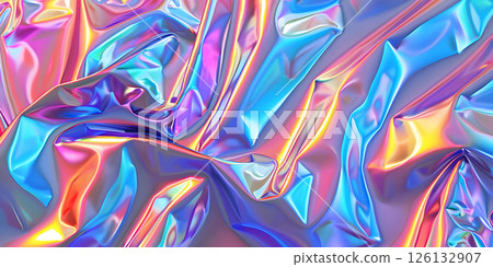 Holographic Foil Abstract Background, Futuristic Holographic Foil Design Template - Ai Generated 126132907