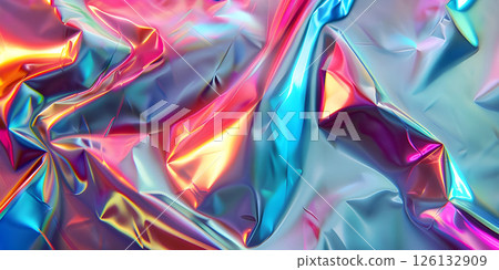 Holographic Foil Abstract Background, Futuristic Holographic Foil Design Template - Ai Generated 126132909
