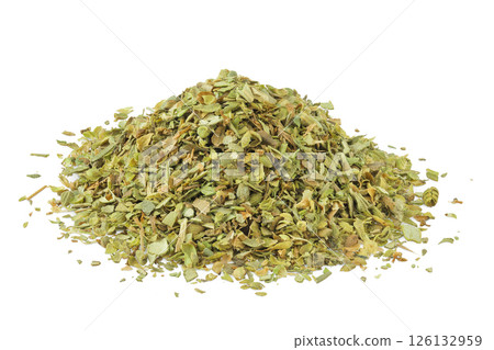 Oregano or marjoram leaves fresh and dry isolated on white background 126132959