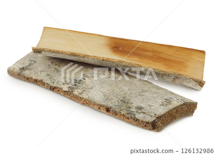 piece of aspen bark isolated on white background. 126132986