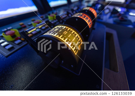 Marine navigation simulator. Captains bridge control panel 126133039