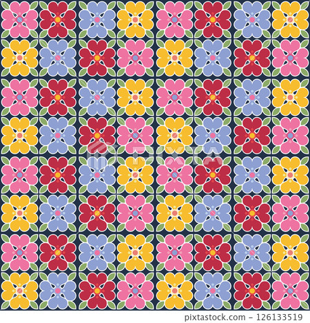 Floral mosaic in the style of folk ornaments 126133519