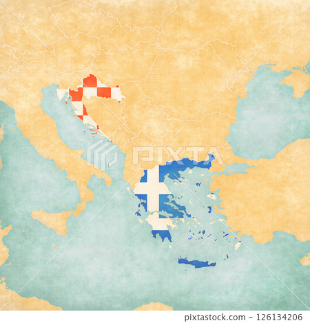 Map of Balkans - Greece and Croatia 126134206