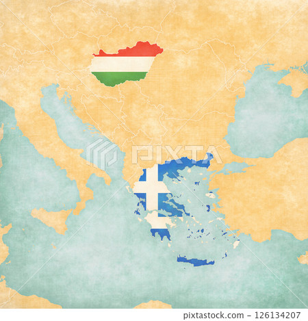 Map of Balkans - Greece and Hungary 126134207