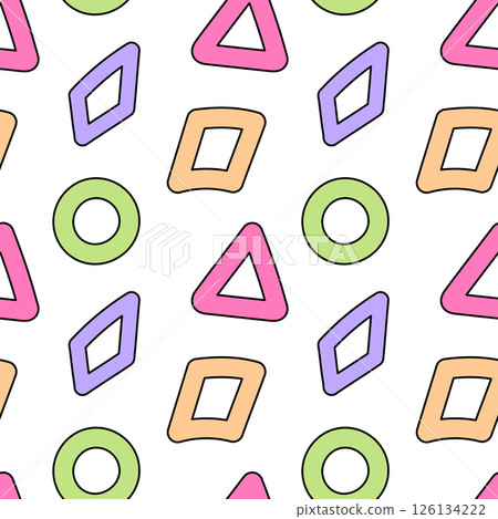 Seamless Geometric Pattern with Triangles, Circles, and Diamonds Seamless Geometric Pattern with Triangles, Circles, and Diamonds 126134222