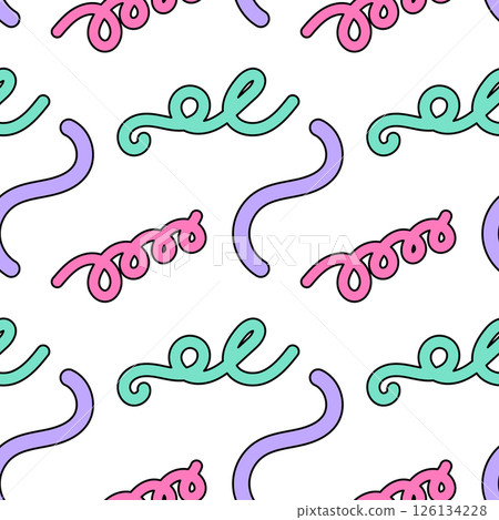Playful Colorful Doodle Pattern with Swirls 126134228
