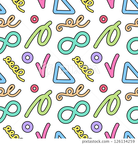 Playful Abstract Pattern with Infinity Signs and Symbols 126134259