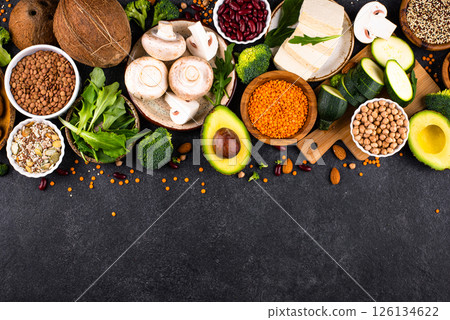 Vegan keto products. Ketogenic plant-based food 126134622