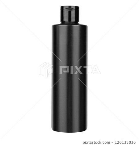 hair shampoo in black bottle isolated on white background hair shampoo in black bottle isolated on white background 126135036